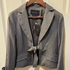BCBGMaxAzria Charcoal Lolita Pinstripe Tie-Front Blazer
